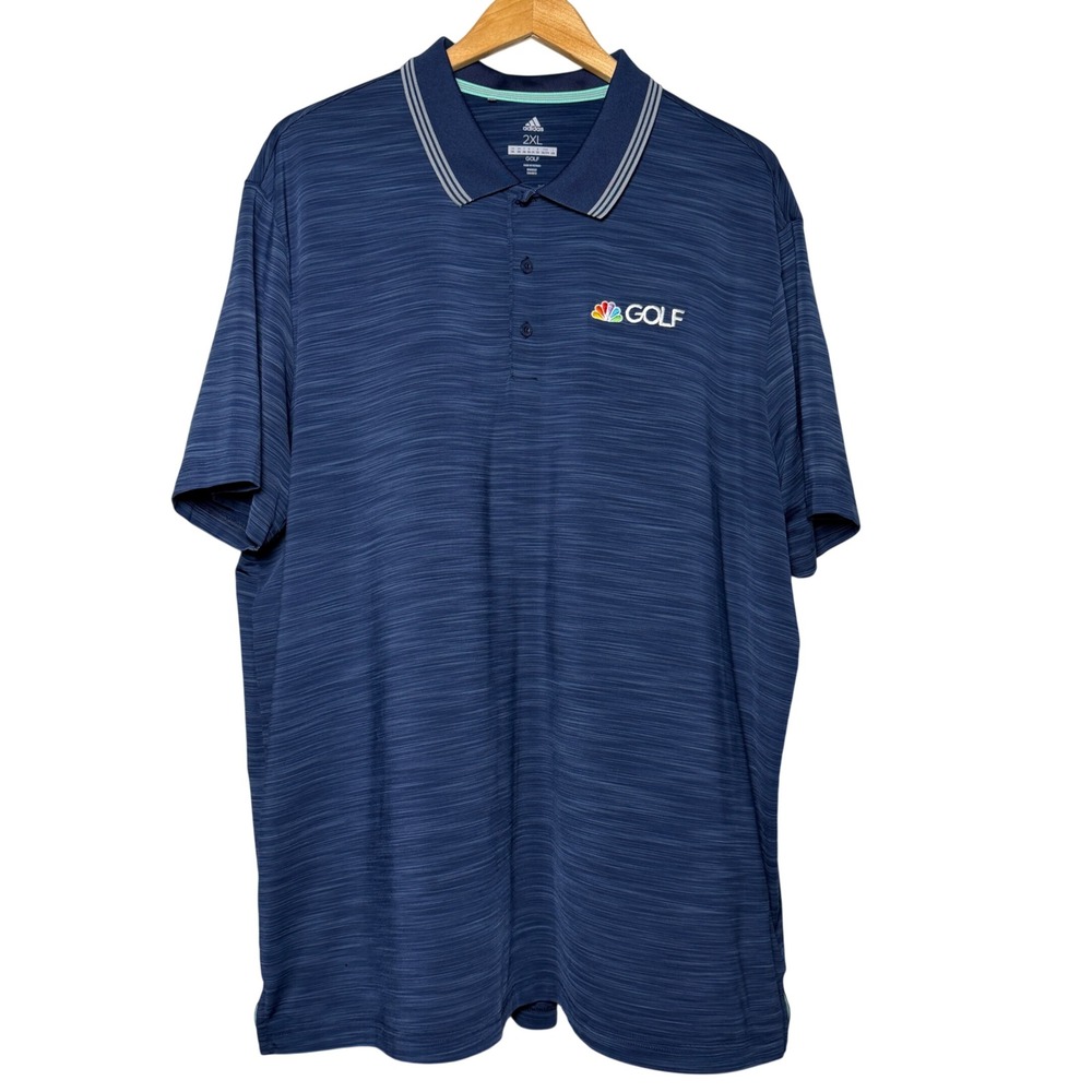 Adidas Golf NBC Golf Polo Mens 2XL Blue Heather Performance Stretch Shirt